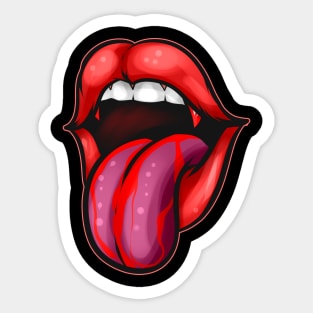 Mouth With Tounge Blood Fangs Vampire Halloween Sticker